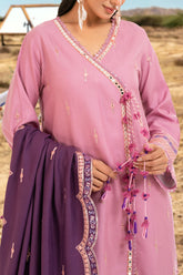 3 Piece Unstitched Embroidered Pashmina Suit with Embroidered Shawl AP-52007